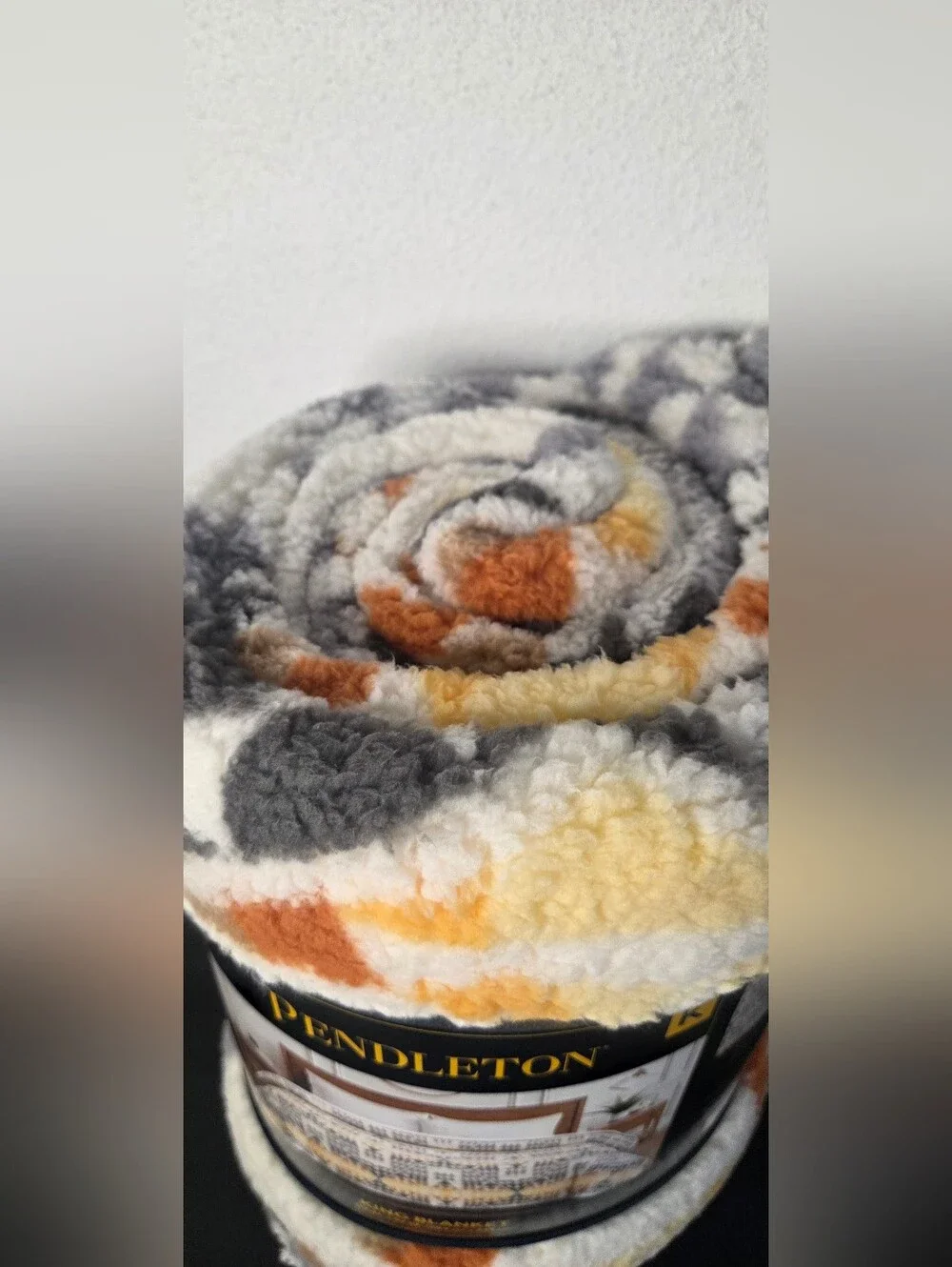 Pendleton Sherpa King Blanket in Cream, Orange & Gray Geometric